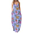 thumbnail image 4 of SMihono Robe Maxi Bohème d'Été pour Femmes Grande Taille Mode Féminine Col Rond Sans Manches Robe Imprimée de Plage, 4 of 7