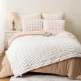 thumbnail image 5 of Battilo Ivory Faux Fur Throw Blanket,Soft Cozy White Reversible Rabbit Fur Blanket,50"x60", 5 of 8