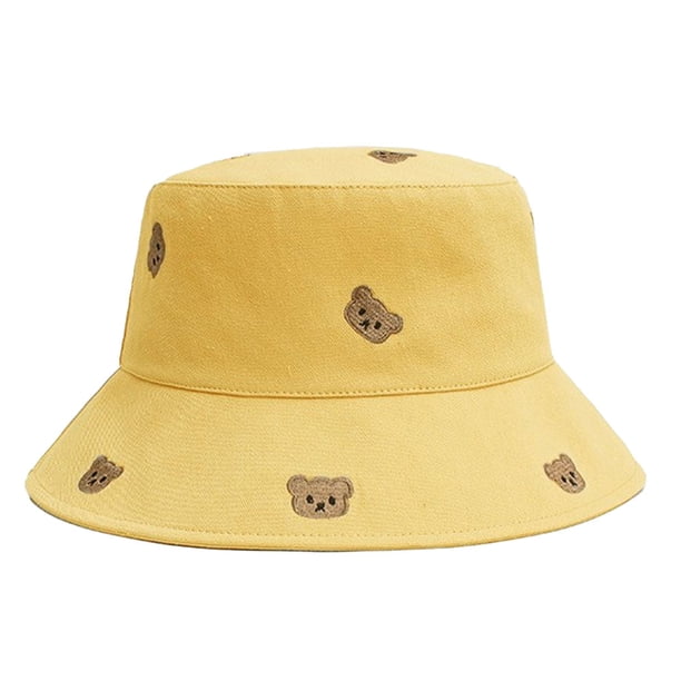 Sombrero de verano con circunferencia de 54-58 cm, sombrero de pescador con oso bordado para mujer, sombrero para lavabo, sombrero protector solar para exteriores
