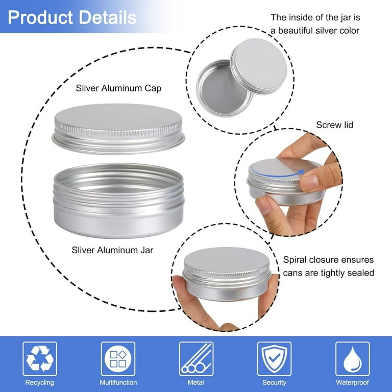 JOIKIT 40 STKS 30ml 1oz aluminium blikjes, zilveren ronde blikken containers met schroefdeksel, lege metalen reiscontainer blikken potten voor make-up, kaarsen, sieraden