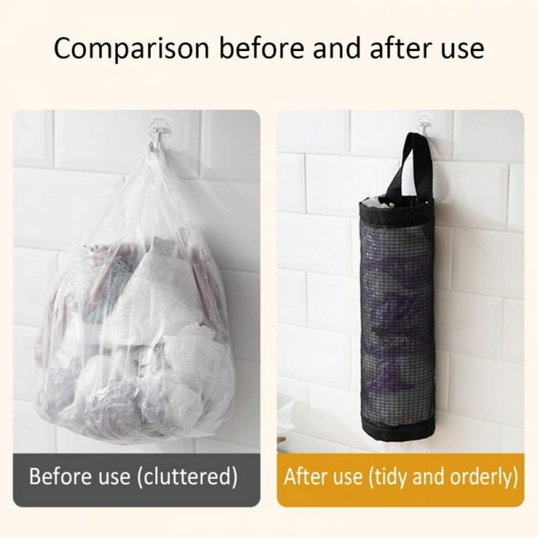 2 Pack Plastic Bag Holder Wall Mount Mesh Plastic Bag Organizer Washable Grocery Bag Storage Dispenser for Home Kitchen Travelling Free Adjustment