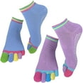 thumbnail image 6 of 2 Pairs Yoga Socks for Women with Grips, Pilates Socks, Barre Socks ,Women's Non-Slip Grip Toe Socks (Blue / Purple), 6 of 6