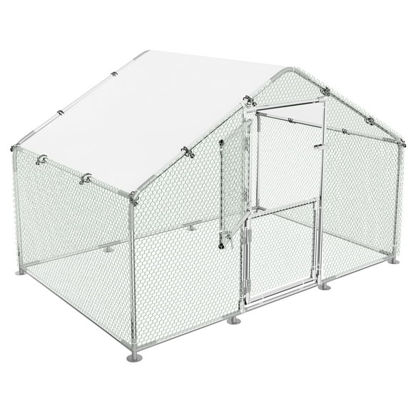 Metal Chicken Coop Heavy-Duty Waterproof & UV-Resistant Poultry Cage, Large Outdoor Spire Shape Hen House for Backyard Farm