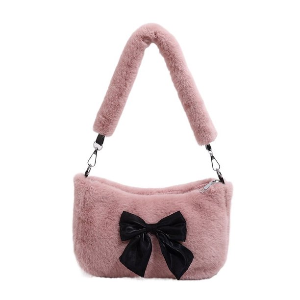 Bolso Hobo Bandolera Mujer Felpa Lazo Satchel Monedero para Citas Viajes
