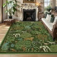 thumbnail image 4 of FairOnly 5'x7'Modern Pastoral Stain Resistant Area Rug for Living Room Non Slip Jungle Animal Pattern Indoor Floor Rug for Dinning Room Bedroom,Dark Green, 4 of 7