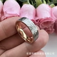 thumbnail image 2 of Vagzen 6mm 8mm Rose Gold Hammered Tungsten Rings for Men Women Couple, 2 of 8