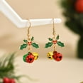 thumbnail image 4 of Christmas Green Holly Colorful Jingle Bell Dangle Hook Earrings for Women Leaf Tinkle Bells Cute Xmas Ornament Drop Dangling Huggie Hoop Earring Dainty Jewelry Gifts Holiday Festive Party, 4 of 5