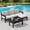 Black Frame + Khaki Cushion, variant on SERWALL 7-Piece HDPE Outdoor Patio Furniture Set, Modular Conversation Sofa, Weather-Resistant Patio Sofa, Deck, Backyard & Poolside, Grey Frame with Khaki Cushions