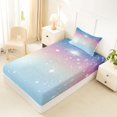 thumbnail image 2 of Manfei Ink Rainbow Twin Fitted Sheet, Dreamy Glitter Stars Print Bedding, Blue Pink, 2pcs, 1 Fitted Sheet and 1 Pillowcase, 2 of 6