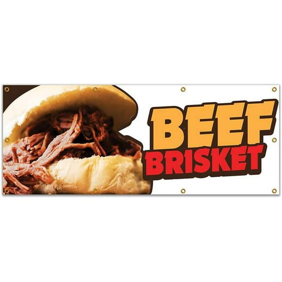 SignMission B-96 Beef Brisket19 96 in. Beef Brisket Banner with Concession Stand Food Truck Single Sided