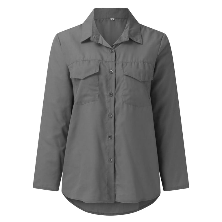 Miskely Women's Color Block Long Sleeve Blouse - Front Pocket, High-Low Hem, Lightweight T-Shirt Material