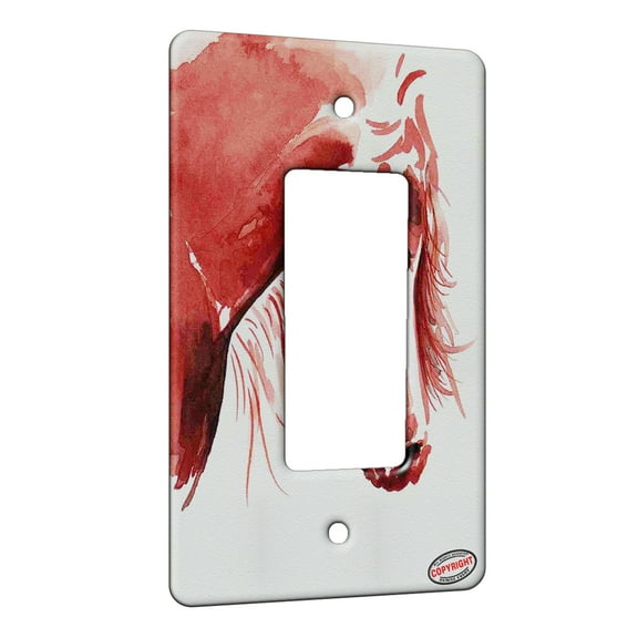 KuzmarK™ 1 Gang Rocker Wall Plate - Red Arabian Abstract Horse Art by Denise Every