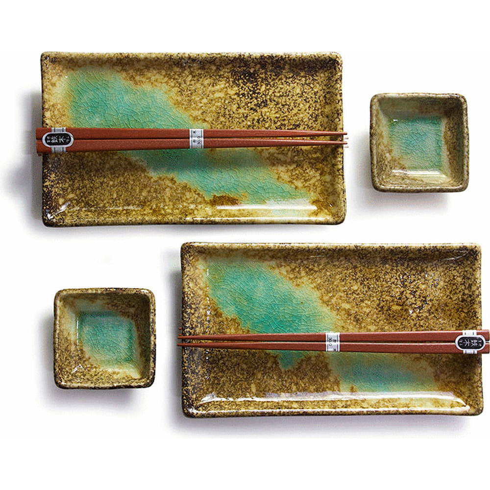 Japanese Six Piece Sushi Plate Set for Two F 972 C