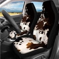 thumbnail image 2 of Yuyamidu Brown Cow Print Car Seat Covers Set 14 Pcs with Steering Wheel Cover Seat Belt Cover Center Console Cover Head Rest Protector Fit Most Car, Truck, Suv, or Van, 2 of 7