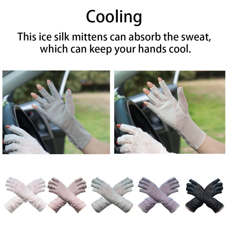 ADVEN Ice Silk Mitten Sunscreen Full Protection Breathable Elegant Hand  Cover Multiple Colors Sun Protection Hands Wrap Lace Mitten