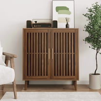 Sideboard Cabinet, Wooden Console Table with Storage and Louvered Doors, Farmhouse Buffet Cabinet with Adjustable Shelves, Coffee Bar Station for Living Room, Entryway