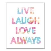 Creative Products Live Laugh Love Always Watercolor 20x24 Canvas Wall Art