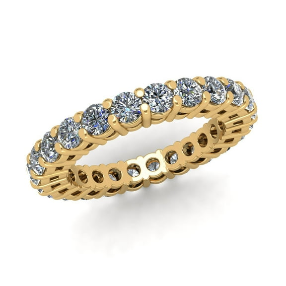 Natural 2.40Ct Round Cut Diamond Shared Prong Gallery Women's Anniversary Wedding Eternity Band Ring Solid 10k Yellow Gold I SI2