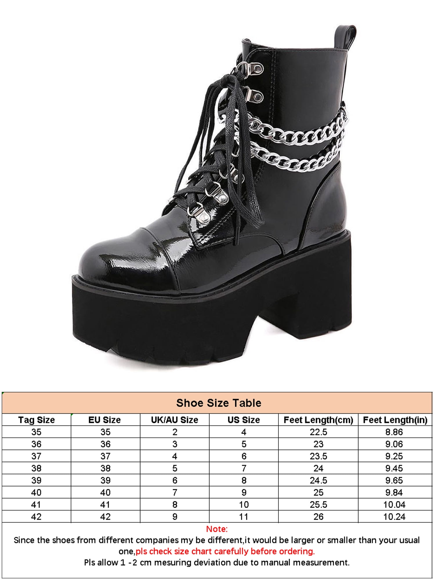 Gomelly Women's High Heel Booties Thick Sole Platform Combat Ankle Boots Black/White, Size: One Size