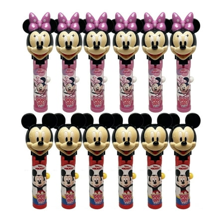 Minnie & Mickey Mouse Lollipop Holder, 12 Count Party Favors, Stocking Stuffers, Goodie Bags, Piñata Candy, Game Prizes | Bulk Set of 12 | Lollipops Included