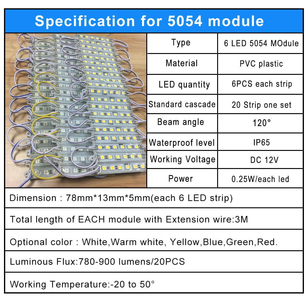 Super bright IP65 Waterproof 5054SMD 6LED White/Red LED Module Light Lamp DC 12V 