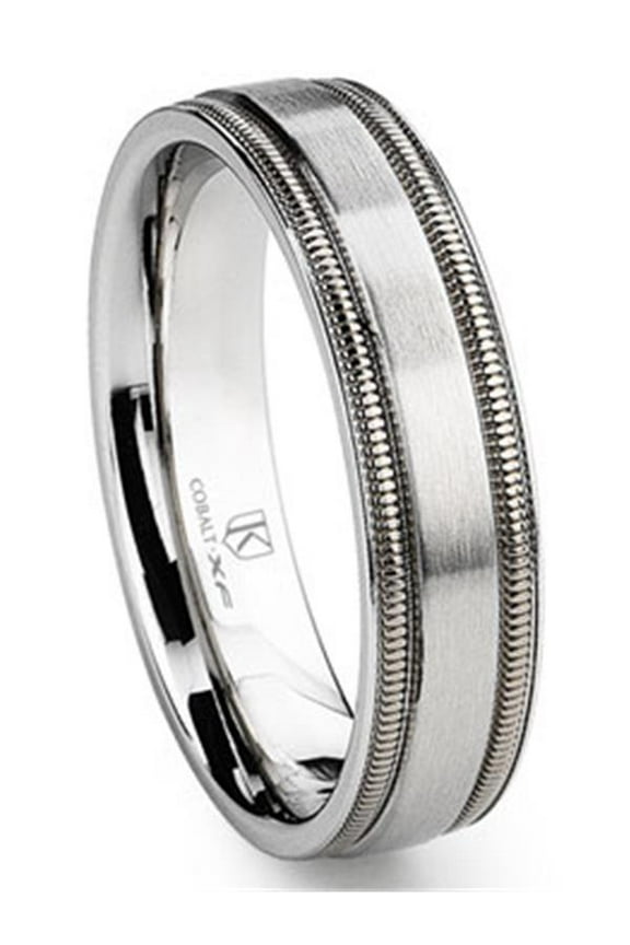Cobalt Xf Chrome 6MM Brush Finish Milgrain Wedding Band Ring Sz 12.5