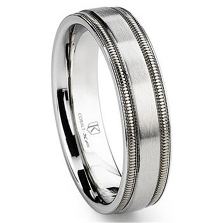 Andrea Jewelers Cobalt Xf Chrome 6MM Brush Finish Milgrain Wedding Band Ring Sz 10.0