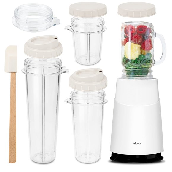 Tribest Ready Personal 2 with Mason Jar Blending Mug Blender, Basic Pack, White