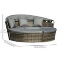 thumbnail image 3 of Outsunny Patio Lounge Chair with Cushioned Round Sofa Bed, Gray, 4 Pieces, Adjustable, 3 of 10