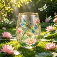 thumbnail image 7 of Tuvgenk Stemless Wine Glass with Gold Rim Dragonfly Floral Art for Red Wine Cocktails and Home Decor, 7 of 7