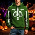 thumbnail image 2 of JIAYUE Men Halloween Sweatshirt Skeleton Graphic Print Baggy Pullover Hoodies for Fall Holiday Street Sport, 2 of 4
