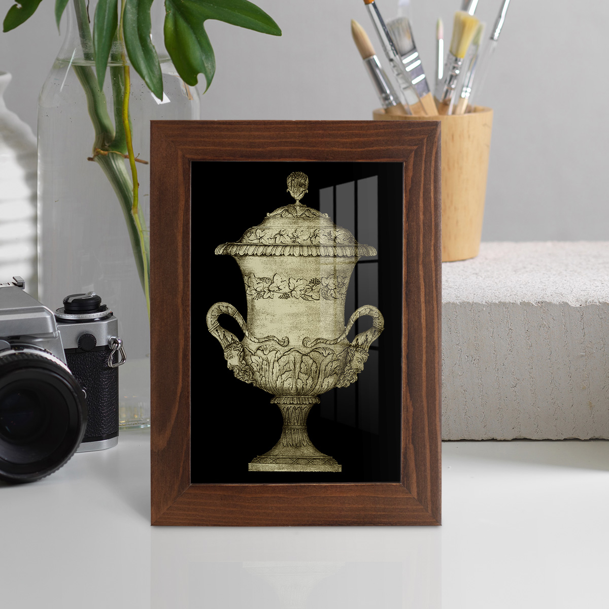 Garden Antiquities IV -Framed Print w/glass-Chestnut
