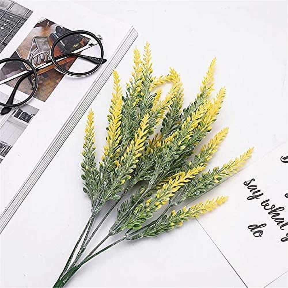 GRNSHTS Artificial Lavender Flowers 8pcs Fake Plants with Faux Plastic Wedding Bouquet for Home Party Wedding Balcony Garden Patio Outdoor Decoration (Yellow,8pcs)