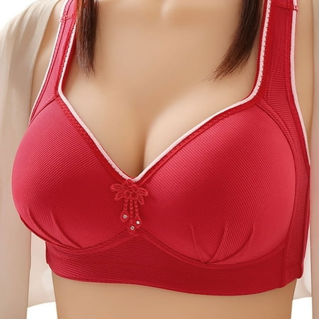 Siilsaa Wireless Strapless Bra Underwire  One Smooth U Ultra Light T-shirt  Convertible Bra Red XL