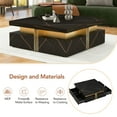 thumbnail image 3 of Modern Coffee Tables With 4 Storage Drawers, Modern Square Design Cocktail Table with Line Pattern for Living Room Office Bedroom,16.5"D x 43.3"W x 43.3"H, 3 of 6