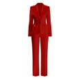 thumbnail image 4 of Telankuip Womens Deep V-Neck Long Sleeve Dressy Jumpsuits High Waisted Button up Slim Fitted Straight Leg Suit Jumpsuit 2026 Spring Summer Business Casual Work Commuting Outfits Red S, 4 of 4