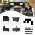 thumbnail image 6 of Grezone Outdoor Garden 8 Piece Patio Furniture with 43" 55000BTU Gas Propane Fire Pit Table Rattan Wicker Sectional Set, Black, 6 of 11