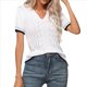 thumbnail image 3 of Blusas de Corta para Mujer, Cuello en V, de Punto, Ligeras, para Verano 2025 S, 3 of 10