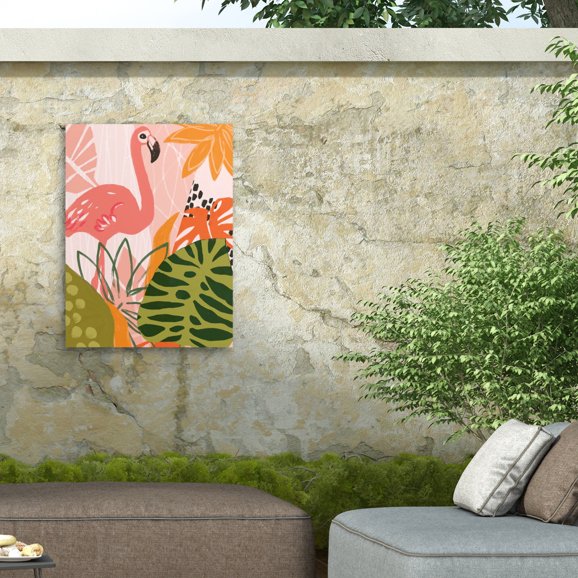 June Erica Vess 'Jungle Flamingo II' Outdoor Canvas 47x47
