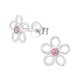 thumbnail image 1 of Pendientes de Plata de ley shaofei flor abierta con piedra natal de octubre para niñas 8 mm x 8 mm, 1 of 3