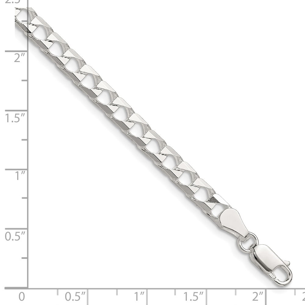 Auriga Fine Jewelry 925 Sterling Silver D/C 5mm Flat Curb Link Chain Bracelet for Men 8"