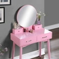 thumbnail image 3 of Liannon Contemporary Wood Vanity and Stool Set, Pink, 3 of 5