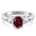 thumbnail image 3 of Gem Stone King 925 Sterling Silver Red Rhodolite Garnet and White Moissanite 3 Stone Engagement Ring for Women | 1.43 Cttw | Oval 8X6MM | Round 2MM | Gemstone January Birthstone | Size 8, 3 of 6