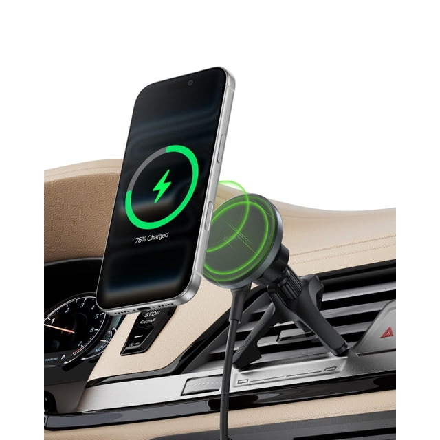 Cargador inalámbrico de coche Belkin con soporte magnético para ventilación y cable USB-C