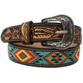 thumbnail image 3 of 39-40  Unisex 1.5" Western Floral Tooled Beaded Full-Grain Leather Belt 26RT44B, 3 of 3