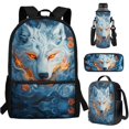 thumbnail image 7 of Jeiento Wolf Boys Backpack with Lunch Box Ages 6-8 8-10 10-12 Kids School Bag and Lunch Bag Pencil Case Water Bottle Holder Cool Flame Bookbag Set for Elementary Preschool Satchel, 7 of 7