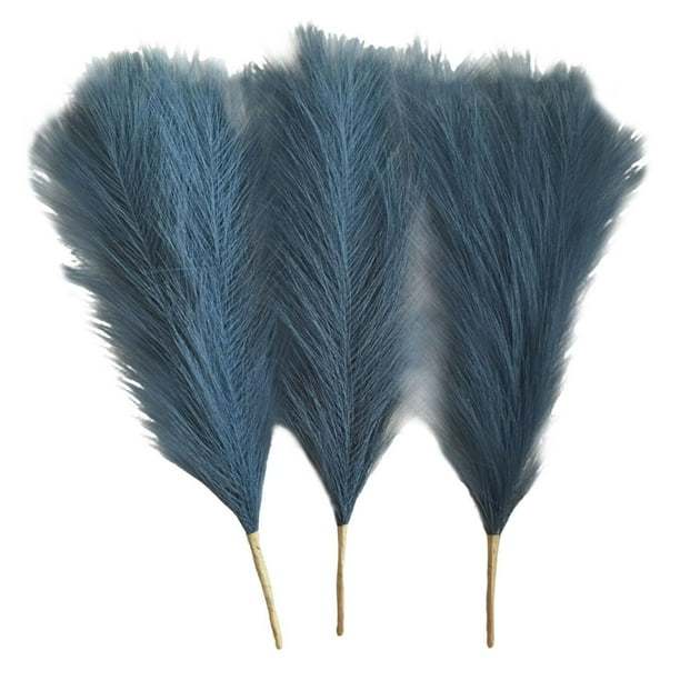 Billuyoard 3x Dried Pampas Bohemia Reed Flowers for Vase Living Room Flores artificiales Azul verde Altura 45cm