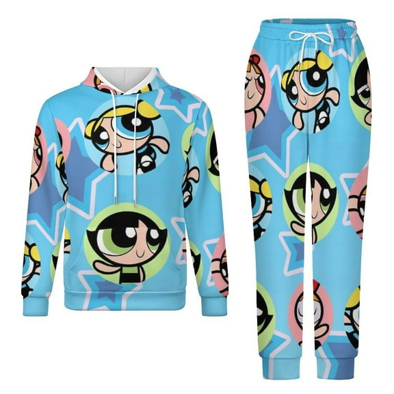 The Powerpuff Girls Unisex Adult Sweatsuits Hoodie & Sweatpants Long Sleeve Hooded Sweatshirt Matching Joggers Tracksuit Sets 2XS