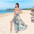 thumbnail image 6 of FORMRS Womens Long Sarong Beach Wrap Semi-Sheer Bikini Skirt Bathing Swimsuit Cover Up, Floral Forest Pattern, 6 of 7