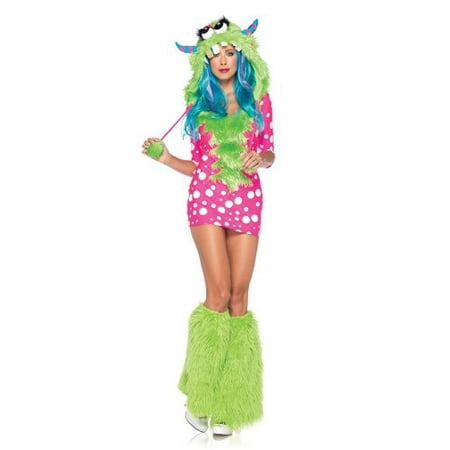 Leg Avenue Women's 2 Piece Melody Monster Costume, Pink/Green, Medium/Large